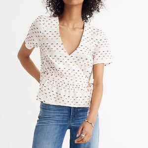 MADEWLL Ruffle-Hem Wrap Top SIZE SMALL